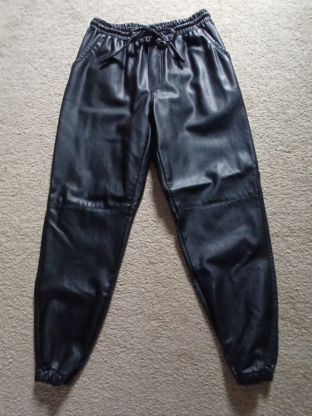 EUC Thread & Supply Black Faux Leather Joggers - Womens' Size Medium